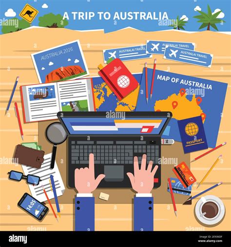 Trip To Australia Concept With Planning And Calculating Expenses