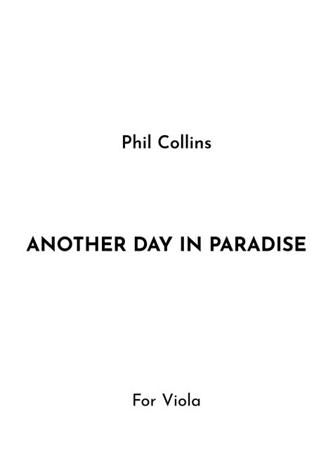 Another Day In Paradise Sheet Music Phil Collins Viola Solo