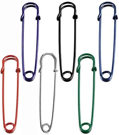 6 Color Set Extra Large 4 Steel Safety Pins Blankets Skirts Kilts