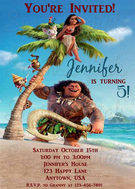 Moana Birthday Party Invitations