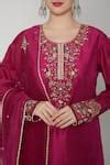 Buy Pink Dupion Silk Round Embroidered Kurta Set For Women By Nadima