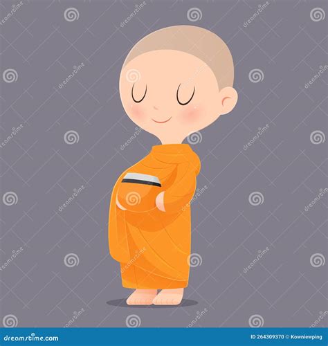 Cartoon Buddhist Monk Of Southeast Asia Vector Illustration