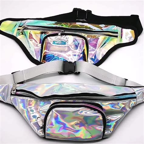 Punk Designer Waist Bag Lady Girl Rainbow Pvc Laser Transparent Fanny