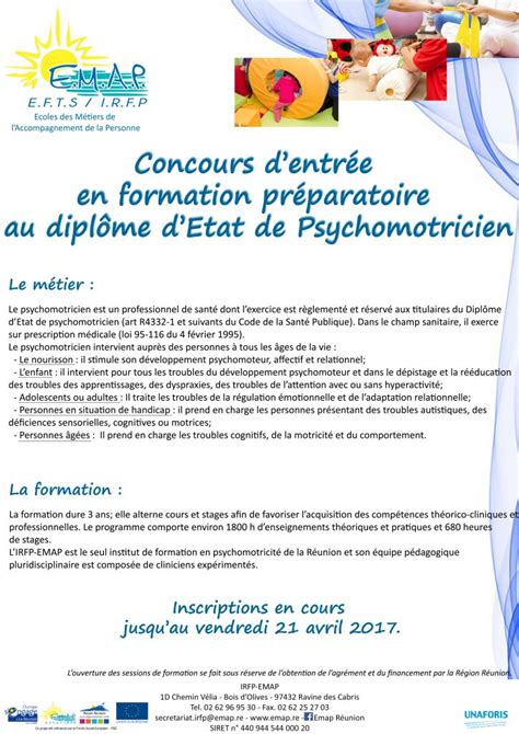 Formation préparatoire au D E Psychomotricien Lycée Amiral Bouvet