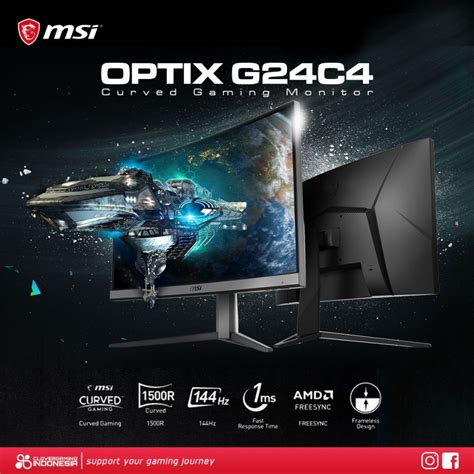 Jual Msi Optix G24c4 144hz 1ms Frameless Va Curved Freesync Fhd