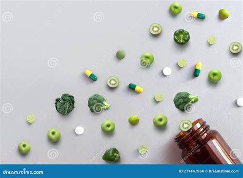 Green Vitamins Supplements Antioxidants Concept Stock Photo Image Of