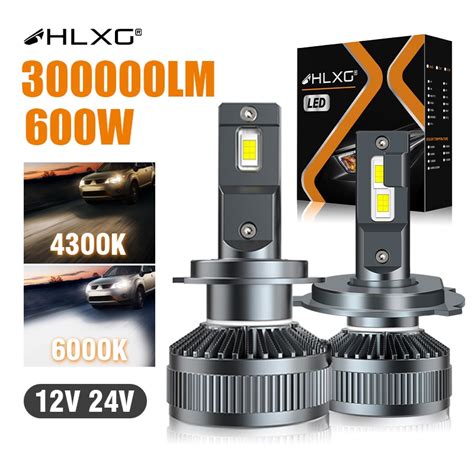 HLXG H7 LED Canbus 600W 300000LM H4 H11 H1 HB3 9005 HB4 H8 HIR2 9012 Bi