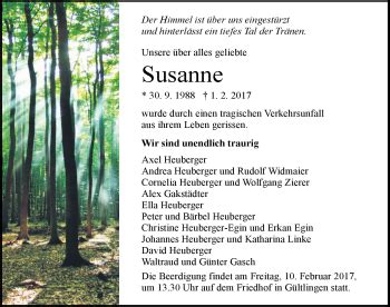 Traueranzeigen von Susanne Heuberger Schwarzwälder Bote Trauer