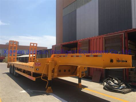 Heavy Duty Low Bed Semi Trailer With 50 120 Tons Payload China Heavy