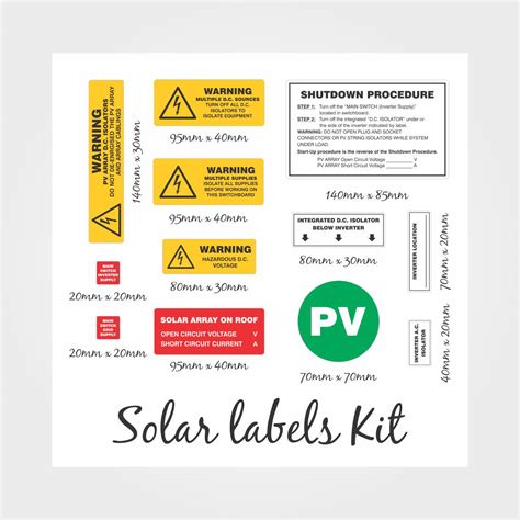 Solar Labels Kit - Electrical Labels - HAZARD SIGNS NZ