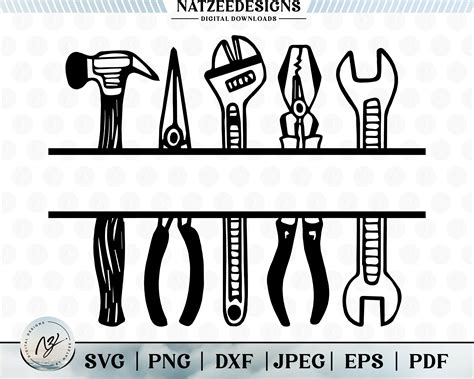 Tools Split Monogram Handyman Svg Carpenter Svg Mechanic Svg Hammer