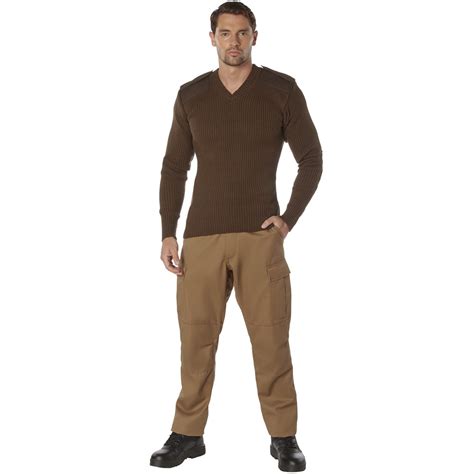 Brown V Neck Military Uniform Commando Sweater