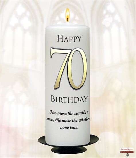 Naturally Irish - 70th Birthday Delight Gold 9inch Candle (White/Ivory ...