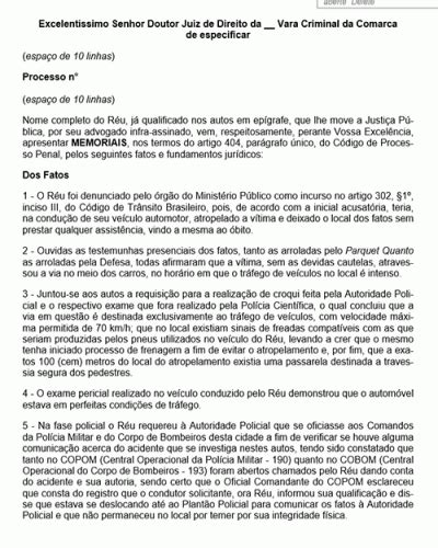 Refer Ncia Para Uma Peti O Memoriais Processo Penal Modelo Gratuito