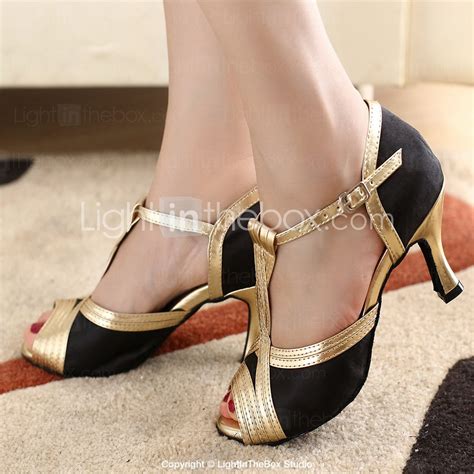 Mulheres Sapatos de Dança Cetim Sapatos de Dança Latina Dança de Salão Sandália Salto