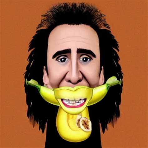 Caricature Of Nicolas Cage Eating A Banana Stable Diffusion Openart