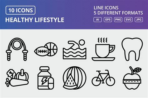 Vector Healthy Lifestyle Icon Set