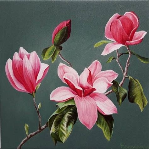 Magnolia flowers, oil painting on canvas, flower painting Painting by ...