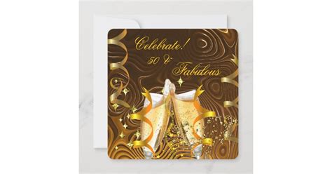 Fabulous 50 Gold Choc Champagne Birthday Party Invitation Zazzle