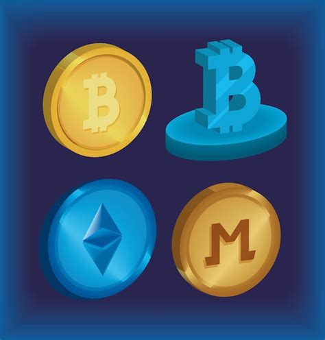 Conjunto De Monedas De Criptomoneda Vector Premium