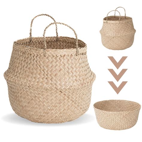 Sona Home Wicker Plant Basket Versatile Large Seagrass Basket Belly Basket Planter Plant