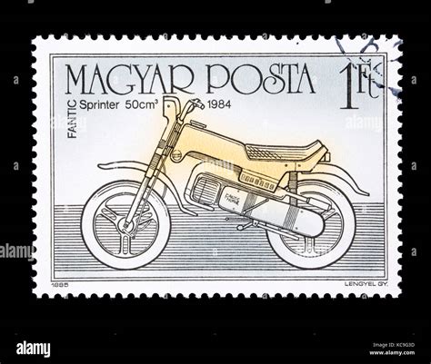 Postage Stamp From Hungary Depicting A Fantic Sprinter Motorcycle From