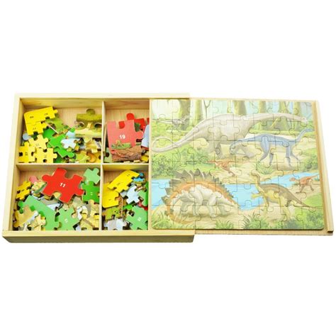 Drewniane Puzzle Dinozaury Kolorowa Uk Adanka W Kindersafe Sklep