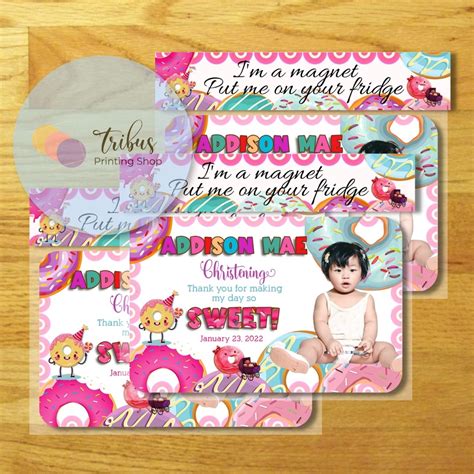 Doughnut Theme Ref Magnet Baptismal Christening Dedication Birthday