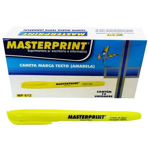 Marca Texto Caneta Amarelo Neon Caixa Ou Unidades Masterprint