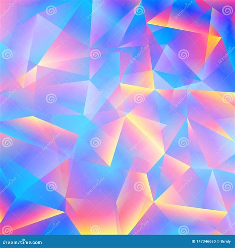 Bright Holographic Background Colorful Vector Texture With Triangles