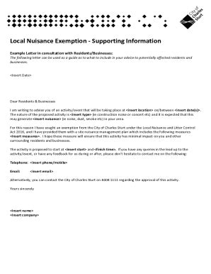 Fillable Online Local Nuisance Exemption Form A Portrait Fax Email