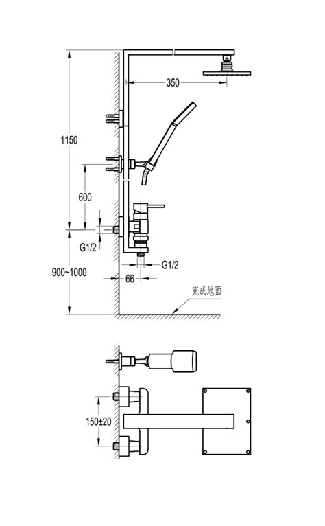 ESSENCE Manual Exposed Shower Column With Hand Shower Set And Over Head