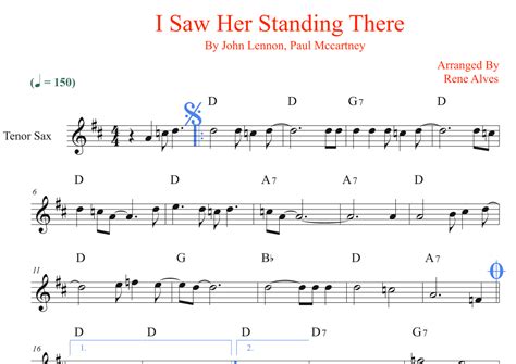 I Saw Her Standing There Arr Rene Alves By The Beatles Sheet Music