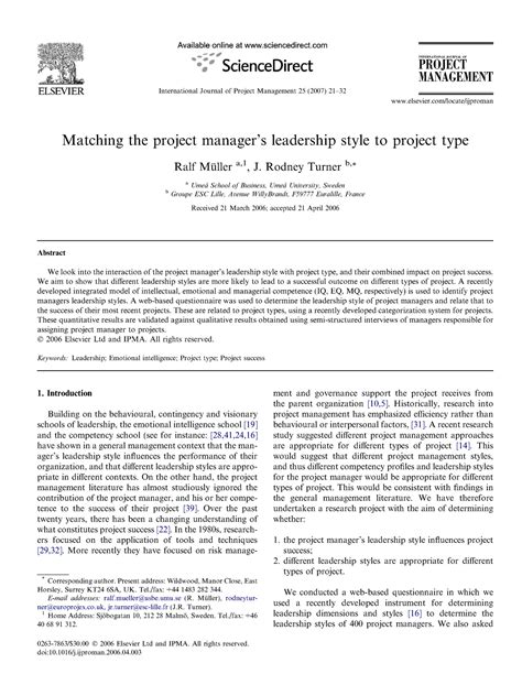 Model 4 Structure Matching The Project Managers Leadership Style