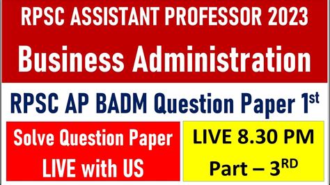 Rpsc Assistant Professor Part Rpsc Ap Badm Question Paper