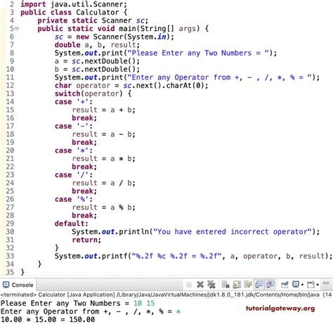 Java Program To Create A Simple Calculator