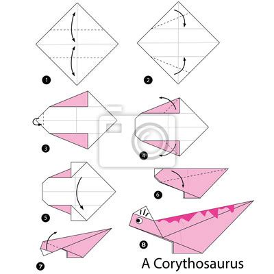 Obraz Instrukcje Krok Po Kroku Jak Zrobi Origami Dinozaur Na Wymiar