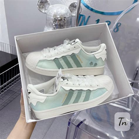 Gi Y Th Thao Adidas Superstar H Ng Xanh Kem Tr Ng Gi Y Das S S C