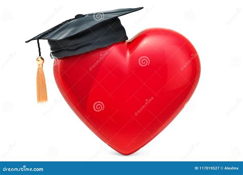 Red Heart With Graduation Cap Sex Education Concept 3d Rendering Stock Illustration