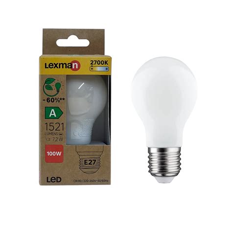 Ampoule Led E27 1521lm 100w Classe énergétique A Blanc Chaud Lexman Leroy Merlin