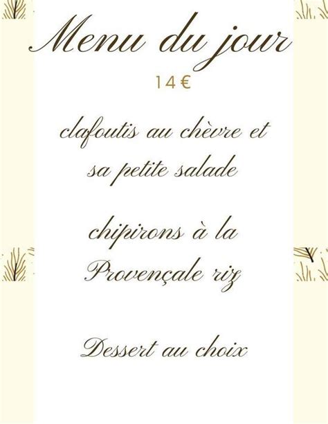 Menu Au La Ferme D Huchet Restaurant Vielle Saint Girons