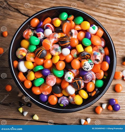 Colorful Halloween Candy Bowls Stock Illustration - Illustration of ...