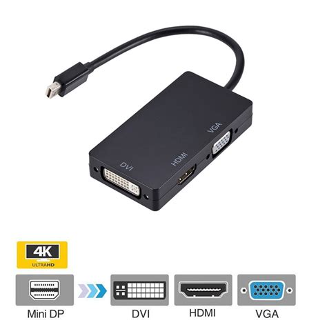 Adaptor Mini Dp Displayport La Vga Dvi Hdmi Jenuos® 3 In 1 Plug