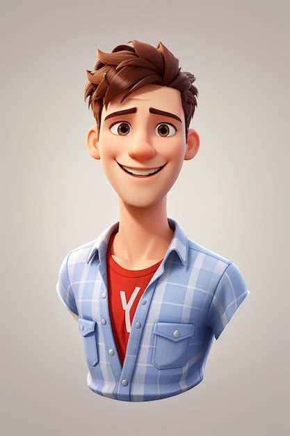 Ilustración de personaje de avatar 3D de un joven feliz y sonriente