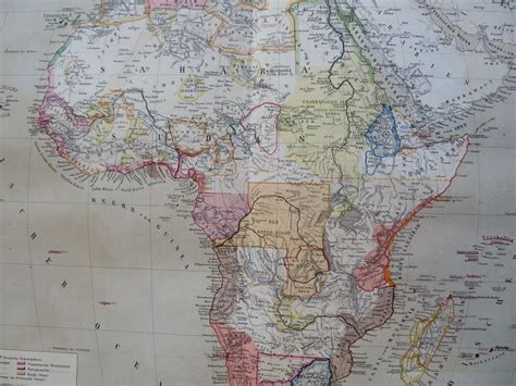 Africa Continent European Colonies rare variant 1885 Flemming detailed map: (1885) Map ...