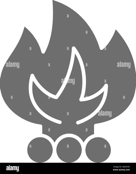 Vector Bonfire Waste Incineration Garbage Grey Icon Stock Vector