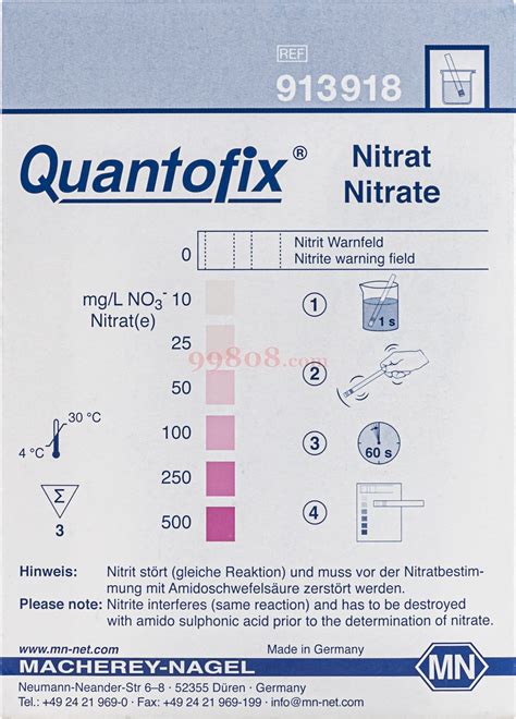 MN 德国 Semi quantitative test strips QUANTOFIX Nitrate test sets 913918