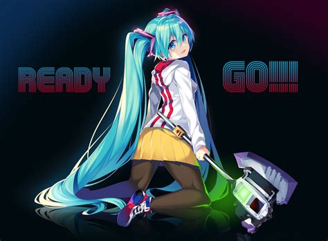 Aqua Eyes Aqua Hair Hatsune Miku Hood Kamen Rider Kurisu Sai Long Hair Pantyhose Skirt Twintails