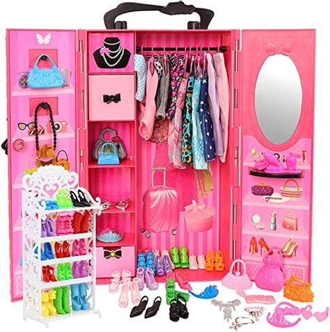 Barwa Fashion Closet Wardrobe 107 Pcs Doll Clothes Accessories 16 Pack