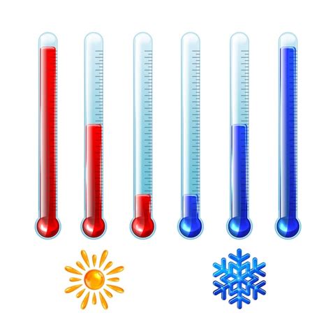 Premium Vector Set Of Red And Blue Thermometers